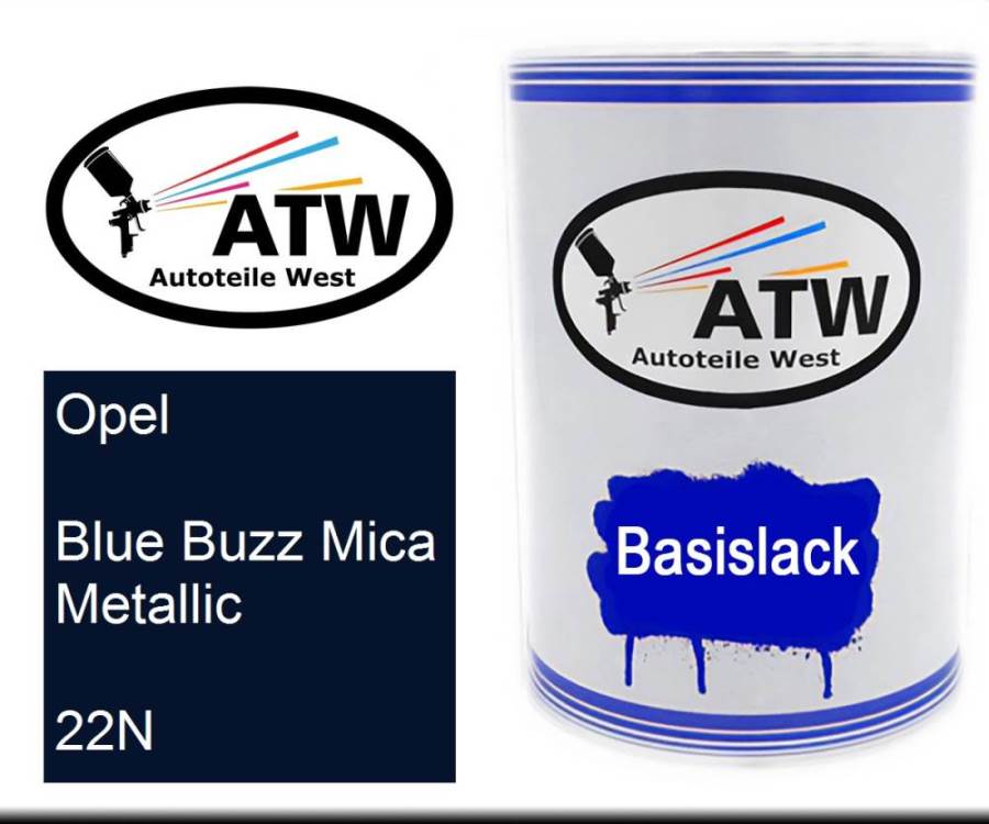 Opel, Blue Buzz Mica Metallic, 22N: 500ml Lackdose, von ATW Autoteile West.